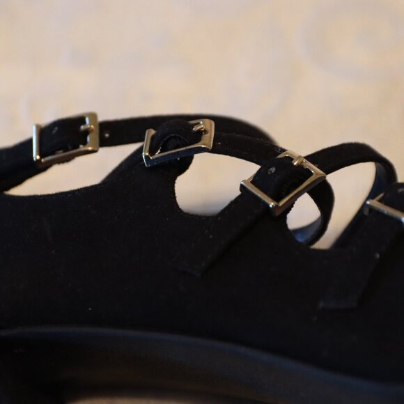 Lauren Blakwell Black Velvet Strappy High Heel Dress Shoe Size 8.5 - Picture 2 of 11